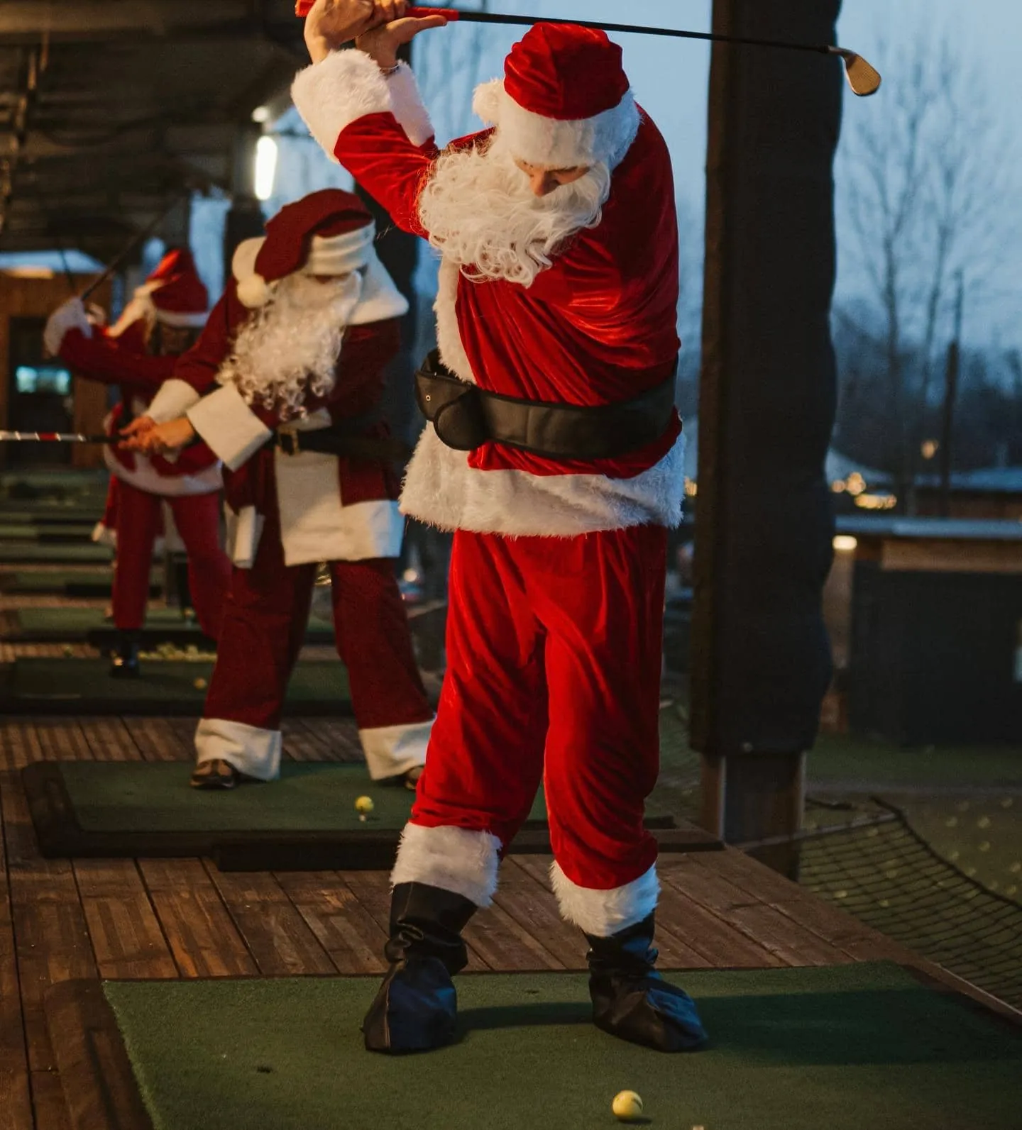 Christmas golfing with Santa Claus