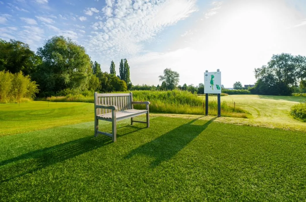 Relaxing bench overlooking the golf course