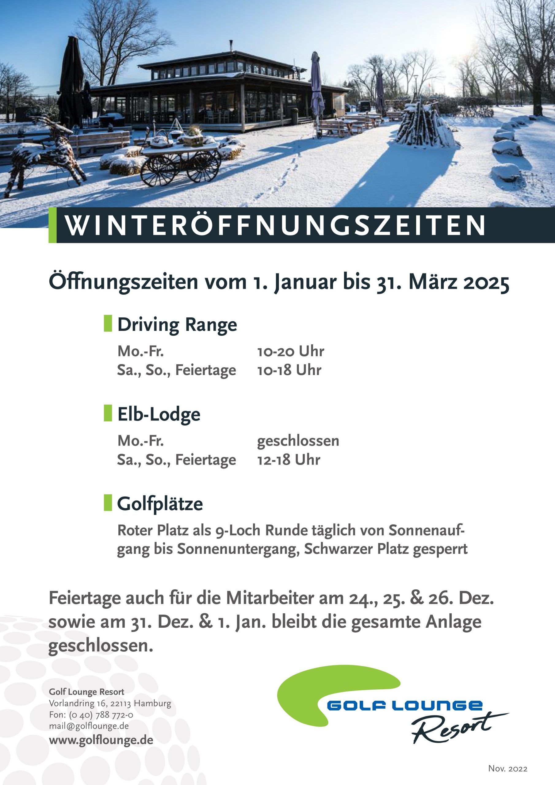 Winter Opening Times 2025